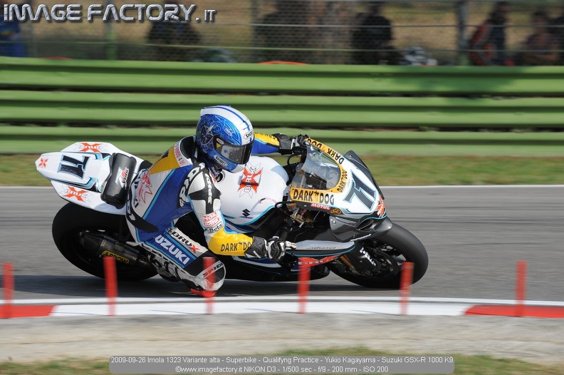 2009-09-26 Imola 1323 Variante alta - Superbike - Qualifyng Practice - Yukio Kagayama - Suzuki GSX-R 1000 K9.jpg